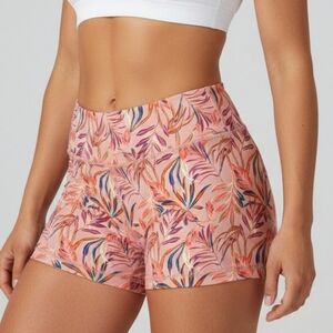 Born Primitive Large Women's Athletic Shorts Pink Tropical Training Fitted Booty